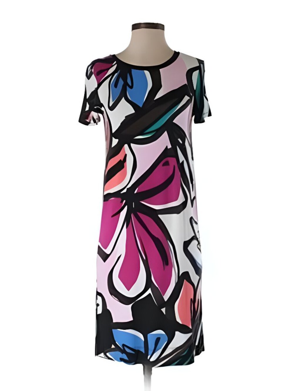 Adrienne Vittadini Multicolor Floral Women's Slip-on Dress in Small